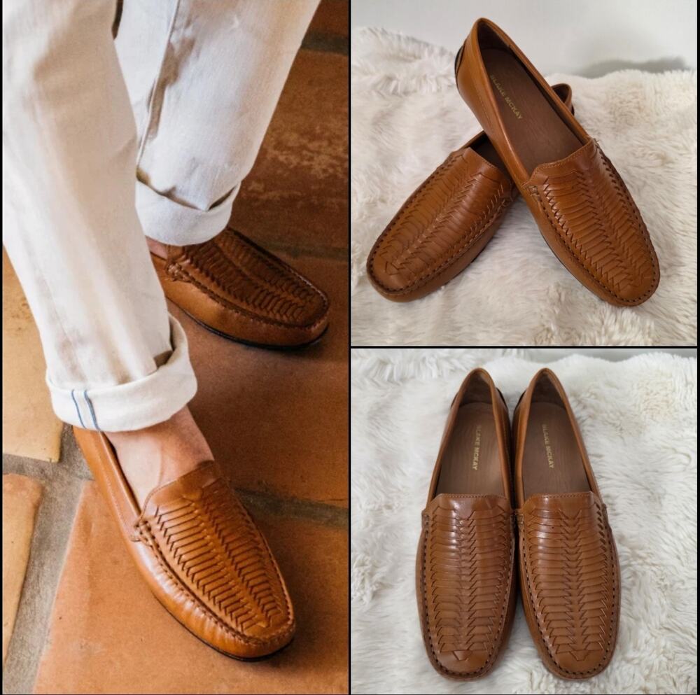 Blake Mckay Tucson Shoes Men's 8 M Brown Leather Slip On Moccasin Driving Loafer